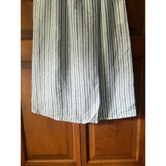NWT Sita Murt Women's Stripe Woven Linen Skirt Drawstring Waistband SZ 40 (US 6)